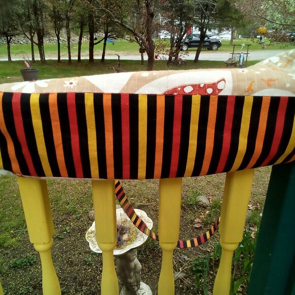 Handmade Tote Chickens  Flowers Striped Handles Polka Dot Lining. 21" X 13" NWOT - Picture 9 of 11